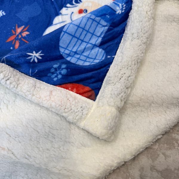 Плед новогодний Холли евро "Санта Блю" синий 200&times;230 см с искусственной овчиной Holly-7-EU фото