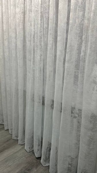 Гарна дизайнерська тюль жакард мармур в зал на тасьмі розмір 3х2.7м білого кольору TM-3 фото