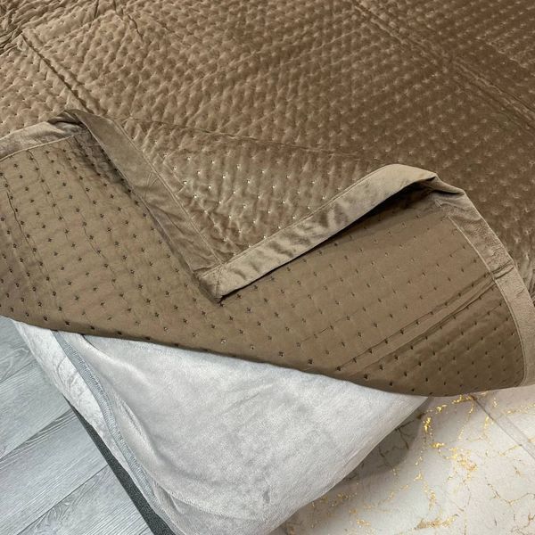 Велюрове покривало Веларіс коричневе 220х240 євро Rm-velaris-14-EU фото