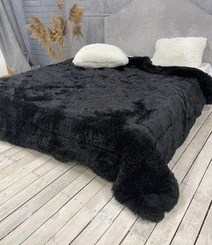 Хутряна ковдра "Травичка" євро чорна 200x230 см Cap-Kt-33 фото