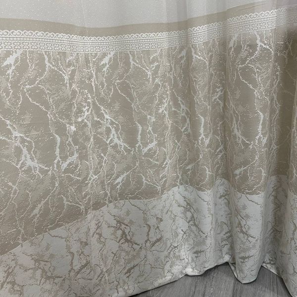 Жаккардовый тюль кофейного цвета с узором по низу 5x2.7 м TJn-5 coffe фото