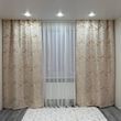 Красиві жакардові штори з візерунком меланж 2шт розмір 1.5м*2.7м бежево-карамельного кольору для кухні або спальні Ven-3 фото