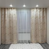 Красиві жакардові штори з візерунком меланж 2шт розмір 1.5м*2.7м бежево-карамельного кольору для кухні або спальні Ven-3 фото