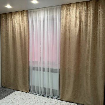 Набір штор Лорен бежевого кольору 1.5&times;2.7 м, 2 шт, абстрактний орнамент, на тасьмі ART: Loren-3 фото