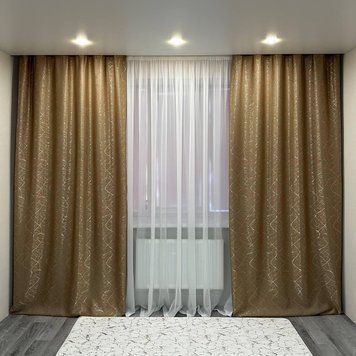 Якісні штори кавового кольору льон-блекаут рогожка &ndash; розмір 150*270см (2шт) для спальні, вітальні, дитячої М17-20 фото