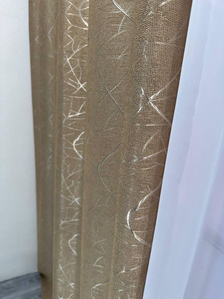 Якісні штори кавового кольору льон-блекаут рогожка &ndash; розмір 150*270см (2шт) для спальні, вітальні, дитячої М17-20 фото