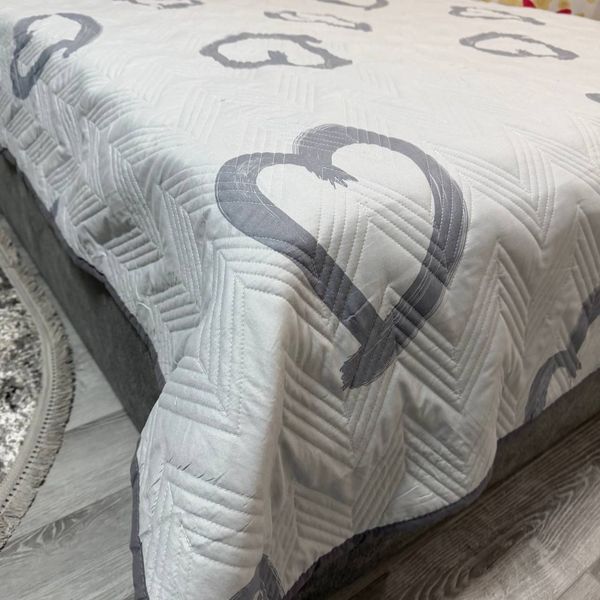 Набор покрывало 200x230 с наволочками 47x73 серое с сердечками Бегония коттон Rm-begonia-9 фото
