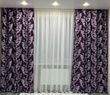 Элегантные шторы soft blackout фиолетового цвета с сиреневым вензелем 150x270 см (2шт) - для спальни или гостиной