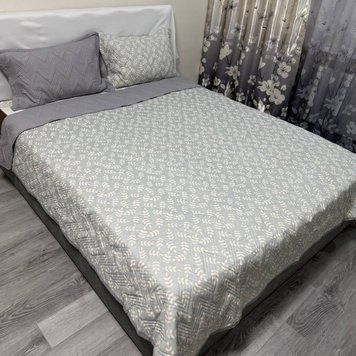 Набір покривало 200x230 з наволочками 47x73 сіре Бегонія котон Rm-begonia-10 фото
