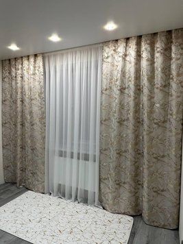 Модні жакардові штори з візерунком меланж 2шт розмір 1.5м*2.7м бежево-кавового кольору для вітальні Ven 5 фото