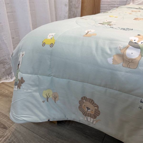 Детское одеяло Baby Dream бирюзовое с животными 150х200 см микрофибра холлофайбер Baby Dream-170-5-7 бірюзовий фото