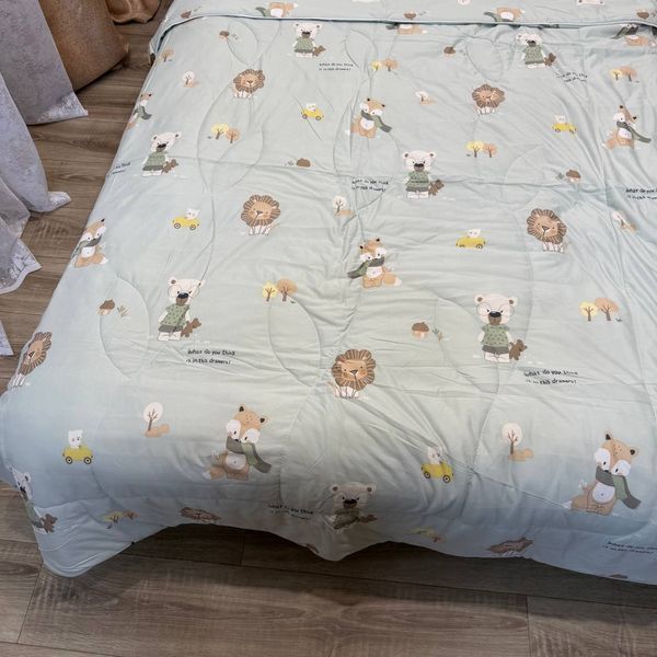 Детское одеяло Baby Dream бирюзовое с животными 150х200 см микрофибра холлофайбер Baby Dream-170-5-7 бірюзовий фото