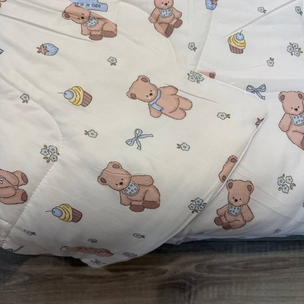 Детское одеяло Baby Dream молочное с медвежонком 150х200 см микрофибра холлофайбер Baby Dream-170-5-8 молочний фото