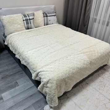 Покрывало 200x230 велюр молочное Капелька микрофибра мех Rm-kap-3 фото