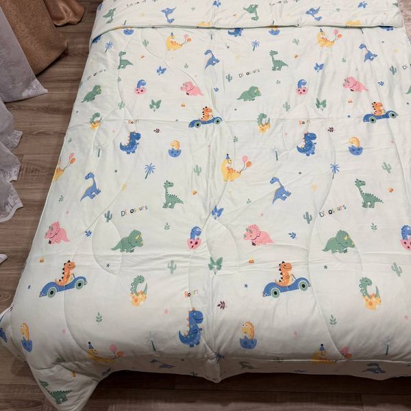 Детское одеяло Baby Dream бирюзовое с динозаврами 150х200 см микрофибра холлофайбер Baby Dream-170-5-10 бірюзовий фото