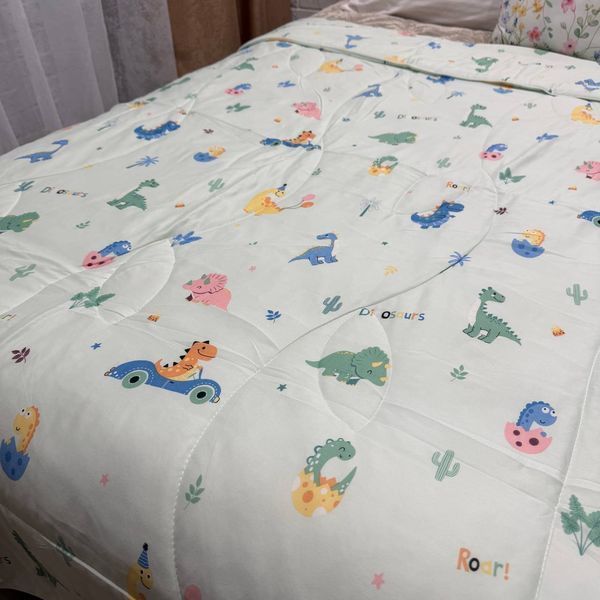 Детское одеяло Baby Dream бирюзовое с динозаврами 150х200 см микрофибра холлофайбер Baby Dream-170-5-10 бірюзовий фото
