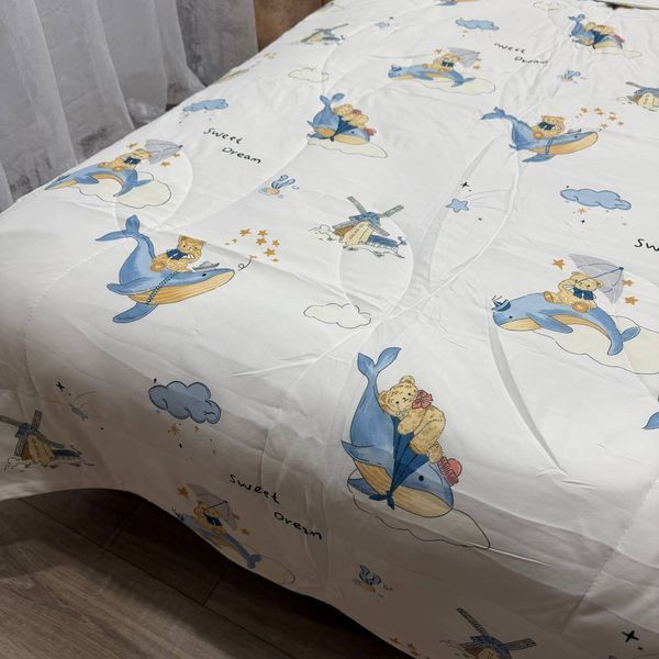 Дитяча ковдра Baby Dream біла з китом  150х200 см мікрофібра холлофайбер Baby Dream-170-5-12 білий фото