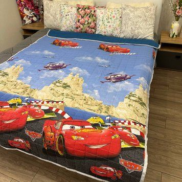 Дитяче півтораспальне 150х210 см блакитне Тачки LM-Pk-15 фото