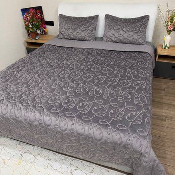 Лавандовий набір Флора покривало 200x240 + наволочки 50x70 велюр Rm-Flora-1-EU фото