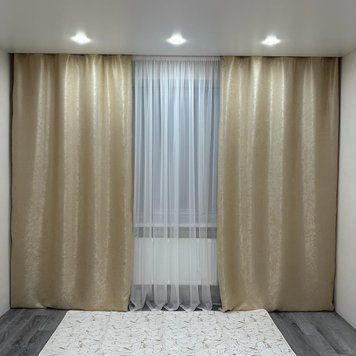 Штори з тюллю софт (150х270 см, 2 шт. бежевий колір штор і тюль 400х270см білого кольору готові на тасьмі) ART: SHT 250 - 3 фото