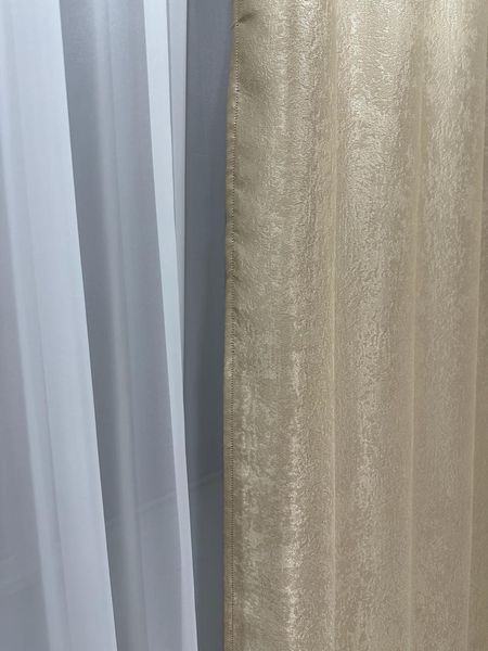 Шторы с тюлью софт (150х270 см, 2 шт. бежевый цвет штор и тюль 400х270см белого цвета готовы на тесьме) ART: SHT 250 - 3 фото