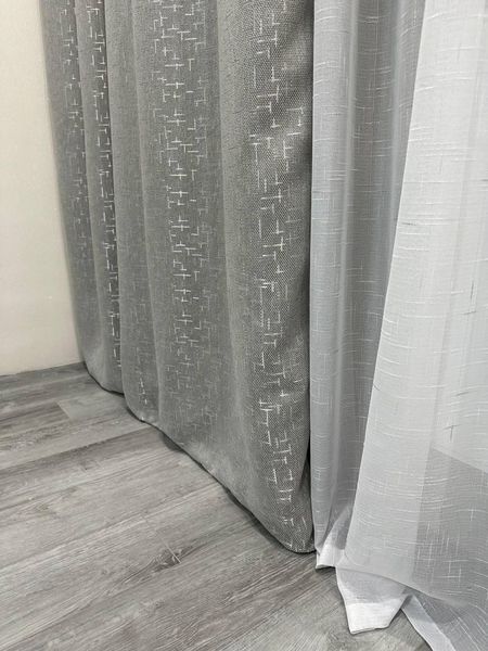 Сонцезахисні штори сірого кольору льон-блекаут рогожка &ndash; розмір 150*270см (2шт) для спальні або дитячої кімнати М22-6 фото