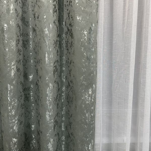 Штори "Мармурова Симфонія" (150х270 см, 2 шт., графітовий колір, на тасьмі) М19-21-(1.5) фото