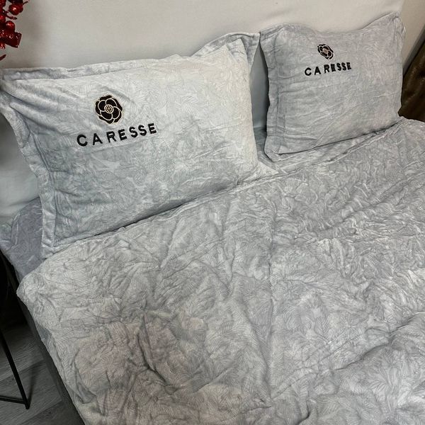 Тепла велюрова Євро постільна білизна Caresse сіра RM-2323-EU фото