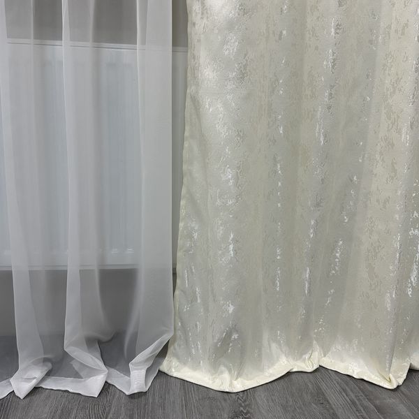 Штори "Мармурова Симфонія" (150х270 см, 2 шт., молочний колір, на тасьмі) М19-17 (1.5) фото