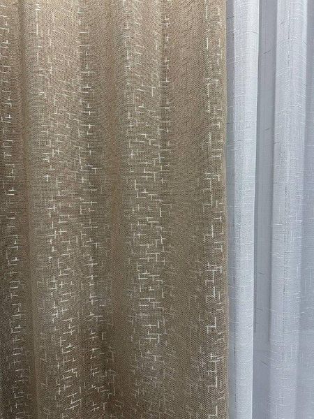 Стильні та якісні штори бежевого кольору, розмір 150*270см (2шт), льон-блекаут рогожка для спальні або вітальні М22-13 фото