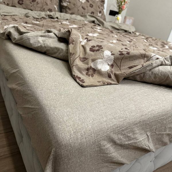 Постільна білизна півтораспальна Елія коричнева з орнаментом льон-жатка Rm-Eliya-8-1.5 фото