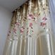 Атласные шторы Камала оливковые с цветами 150x270 см 2 шт на тесьме Kamala-4 фото 6