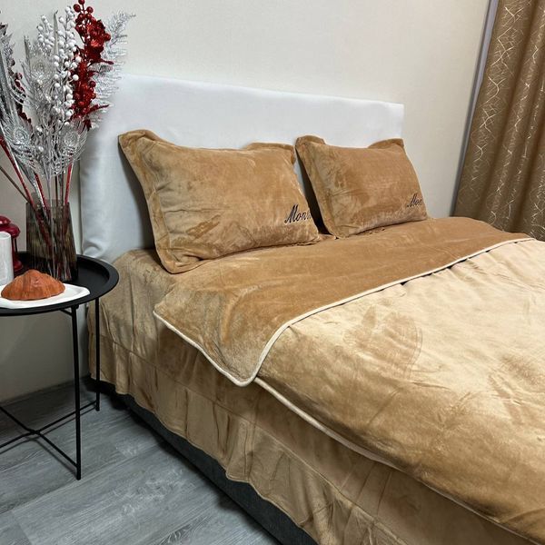 Теплое постельное белье полуторное Моника золото 150*200 Rm - Monica - 25- 1.5 фото