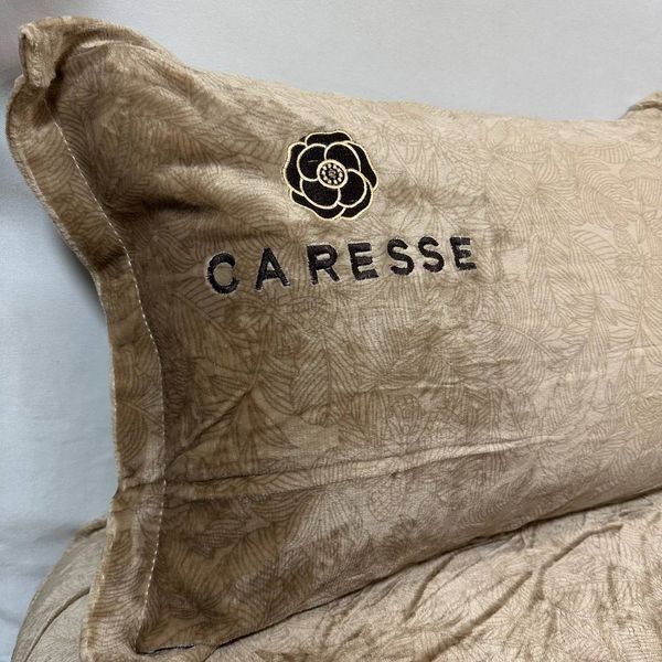 Теплое велюровое евро постельное белье Caresse кофейного цвета RM-2325-EU фото