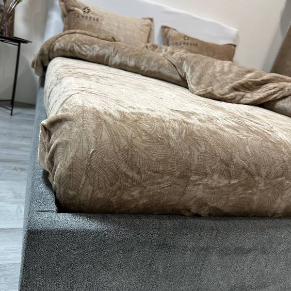 Теплое велюровое евро постельное белье Caresse кофейного цвета RM-2325-EU фото