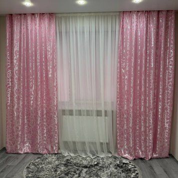 Рожеві штори Даніель жакард 150x270 см 2 шт Daniel-3 фото