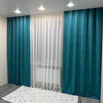 Готовые шторы из ткани микровелюр Diamond 150*270см - 2 шт бирюзового цвета Diamond 100 фото