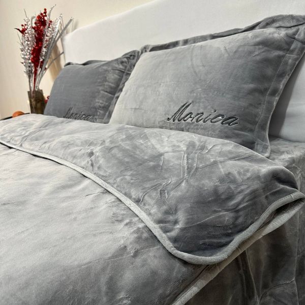 Теплое постельное белье полуторное Моника серое 150*200 Rm - Monica - 26- 1.5 фото
