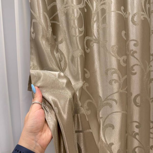 Шторы жаккардовые Версаль мокко вензель 150х270 см 2 шт Versal-3 фото