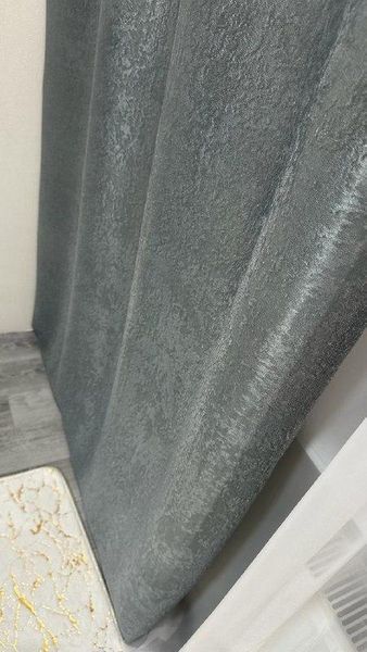 Штори з тюллю софт-блекаут (150х270 см, 2 шт. колір графіт і тюль 400х270см білого кольору готові на тасьмі) ART: SHT 250 - 21 фото