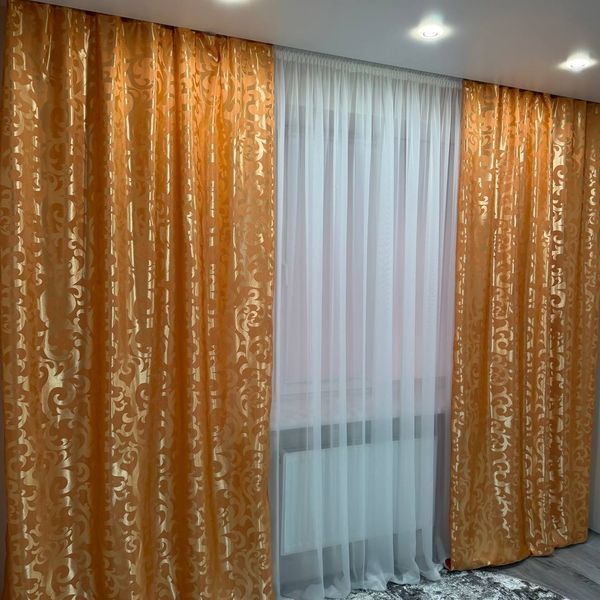 Персиковые шторы Даниэль жаккард 150x270 см 2 шт Daniel-5 фото