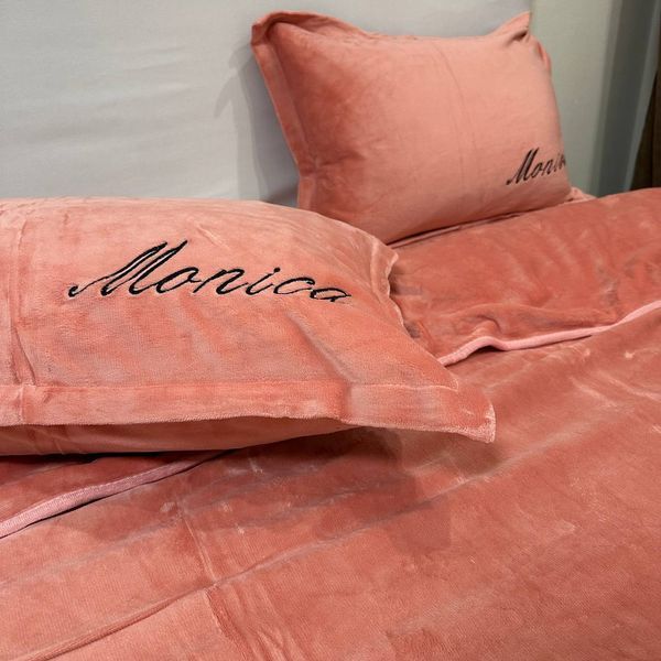 Велюровое постельное белье "Monica" евро персиковая Rm - Monica - 28 - EU фото
