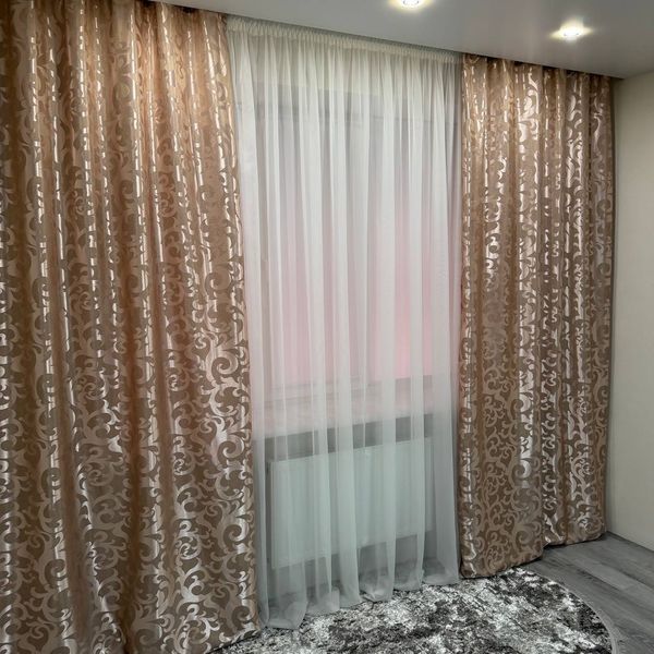 Пудрові штори Даніель жакард 150x270 см 2 шт Daniel-10 фото