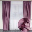 Готовый комплект штор из ткани атлас блэкаут с пришитой тесьмой размер 150*270 см (2шт) малинового цвета VR-18 фото