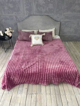 Плед королівська смужка Гранд малиновий 200х220 см мікрофібра Cap-Grand-9 фото