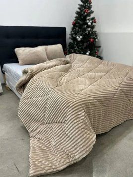 Ковдра 200х230 тепла плюш/овчинка 350 г/м&sup2; (Бежевий) Cap-023-2 фото