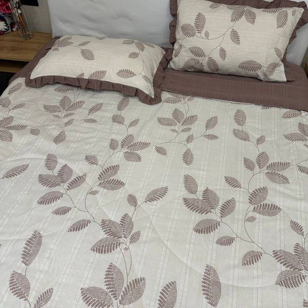Оливия полуторный комплект с летним одеялом кофейные листья  150*200 Rm-Olivia-1-1,5 фото