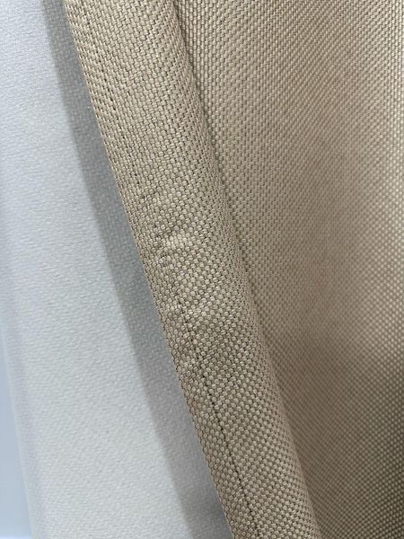 Готовий комплект штор рогожка на тасьмі бежевого кольору розмір 150*270 см (2шт) М5-5 фото