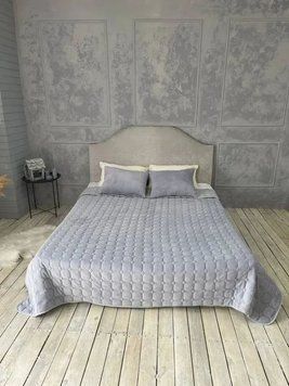 Стьогане велюрове покривало Роуз 220х240 з подушками 60х40 сірий Cap-Rose-5 фото