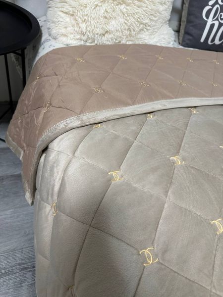 Велюрове покривало стібане бежеве 150х200см Rm-vel-11-1.5 фото